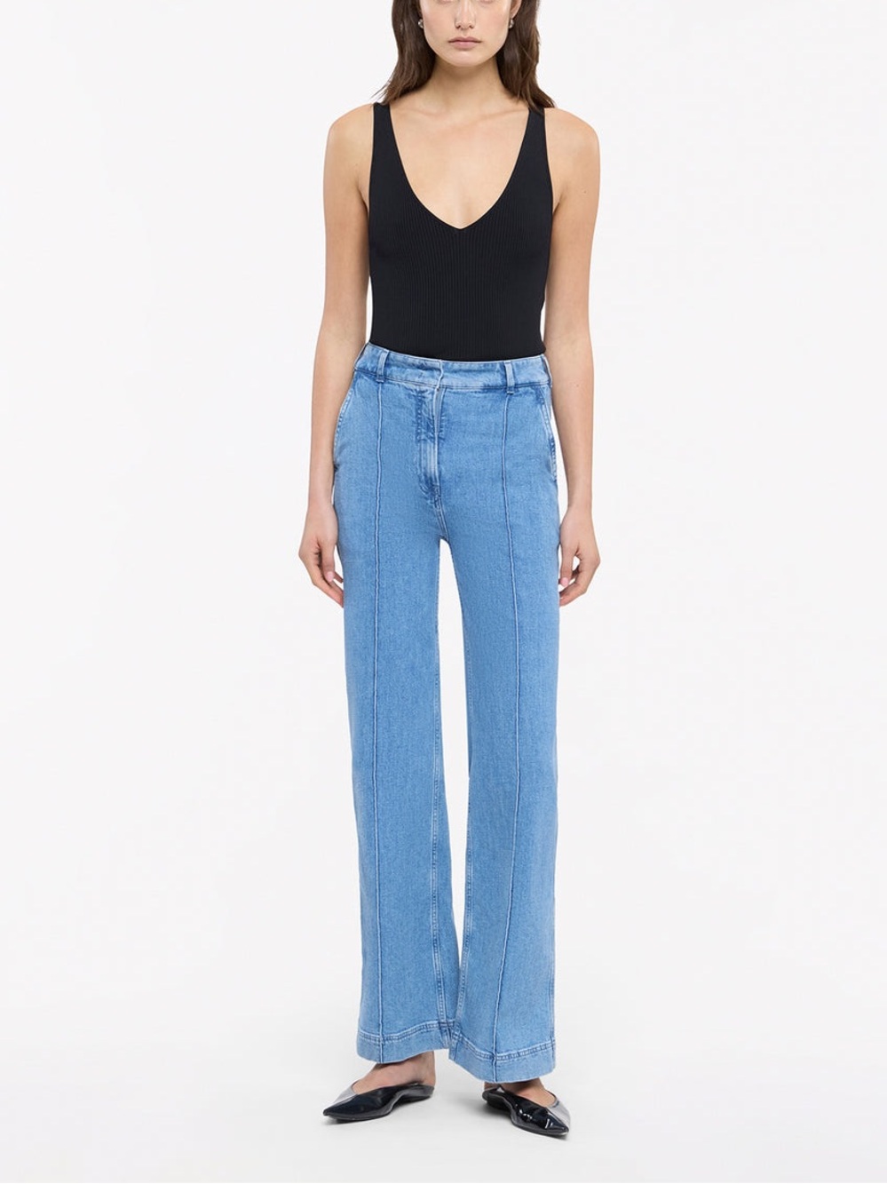 Another Tomorrow High Waist Denim Trouser  Jeans Size 40 Fits 4 Light Blue Wash